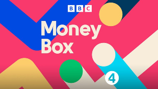 The logo for Radio 4's Money Box, on a colourful background