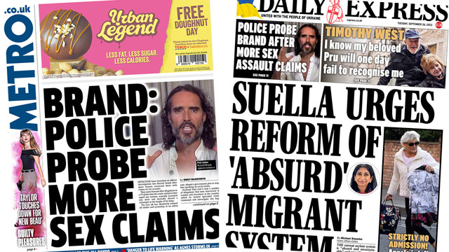 Front pages on 26 September 2023