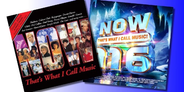 The cover art for Now That's What I Call Music volumes 1 and 116