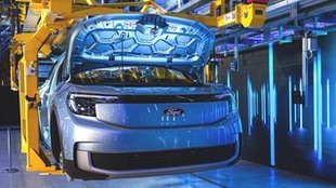 A electric Ford Explorer on a car production line