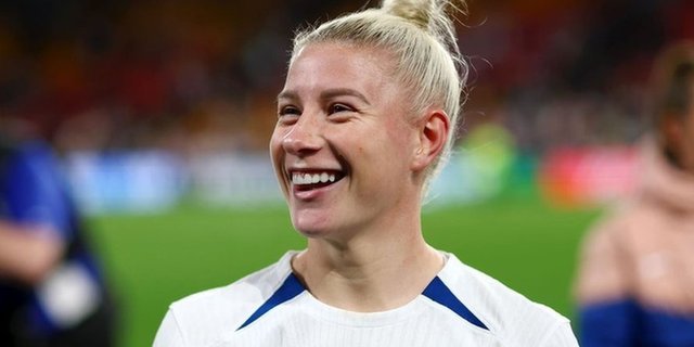 England footballer Bethany England smiles after playing a match at the Women's World Cup in 2023