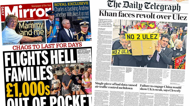 Front pages on 30 August 2023