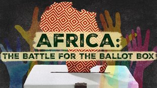 A graphic featuring images of the African continent and a ballot box and the accompanying text reads: AFRICA: THE BATTLE FOR THE BALLOT BOX