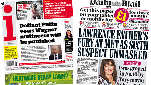 Front pages 27 June 2023