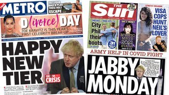 Composite image featuring i and Financial Times front pages