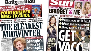 Composite image featuring Mail and Sun front pages