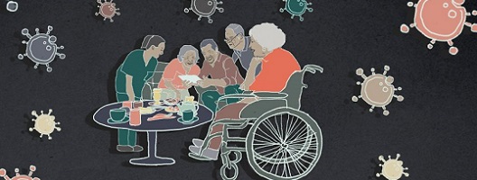 Graphic depicting coronavirus in a care home setting
