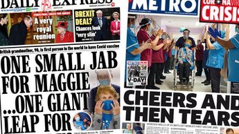 Composite image featuring i and Financial Times front pages