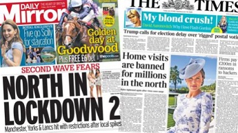 Composite image showing Mirror and Times front pages