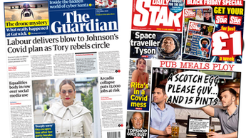 Composite image featuring i and Financial Times front pages