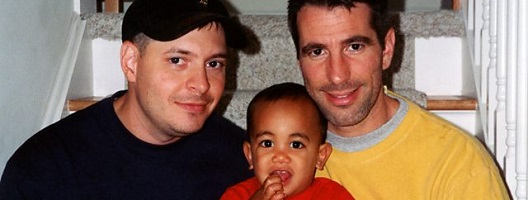 Peter Mercurio, left, and Danny Stewart with adopted son, Kevin