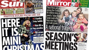 Composite image featuring i and Financial Times front pages