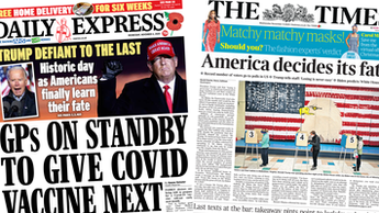 Composite image featuring i and Financial Times front pages