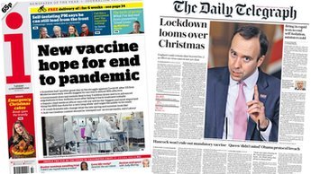 Composite image featuring i and Financial Times front pages