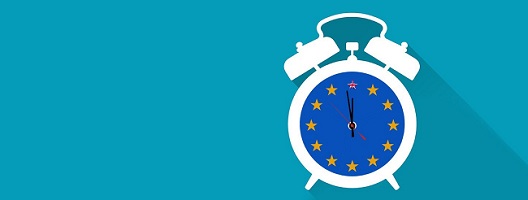 Image of an alarm clock featuring the EU and UK flags