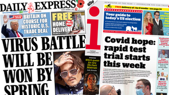Composite image featuring i and Financial Times front pages
