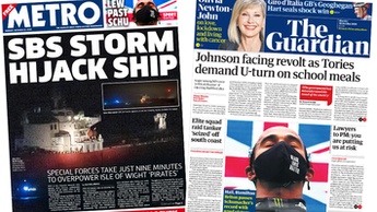 Composite image featuring i and Financial Times front pages