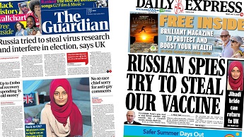 Composite image showing Guardian and Express front pages