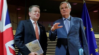 Trade negotiators David Frost and Michel Barnier