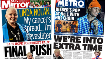 Composite image featuring i and Financial Times front pages