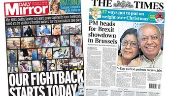 Composite image featuring i and Financial Times front pages