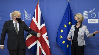 Prime Minister Boris Johnson in Brussels, Belgium, for a dinner with European Commission president Ursula von der Leyen