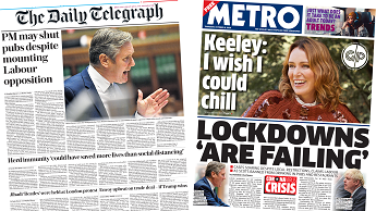 Daily Telegraph and Metro front pages