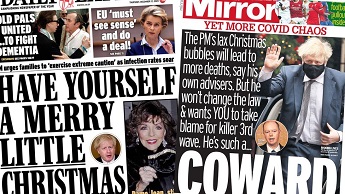 Composite image featuring Express and Mirror front pages