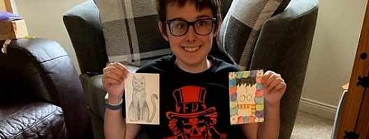 Matty with some of the cards he's received