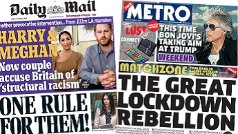 Daily Mail and Metro front pages