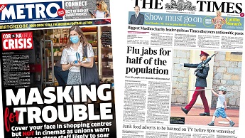 Newspaper front pages