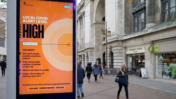 A sign in Nottingham advertising coronavirus restrictions