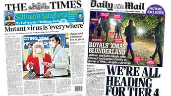 Composite image featuring i and Financial Times front pages