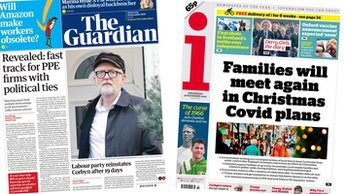 Composite image featuring i and Financial Times front pages
