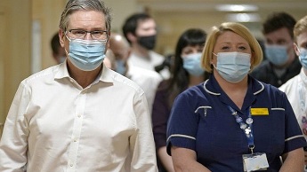 Sir Keir Starmer during a visit to Royal Derby Hospital