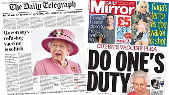 Composite image featuring Daily Telegraph and Daily Mirror front pages