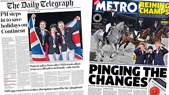 Composite image featuring Daily Telegraph and Metro front pages
