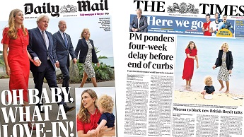 Composite image featuring Daily Mail and Times front pages