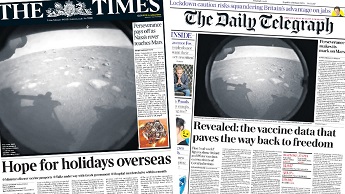 Composite image featuring Times and Telegraph front pages