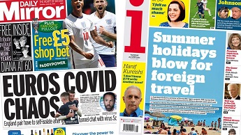 Composite image featuring Daily Mirror and i front pages