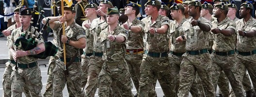 British soldiers on a march during a military parade