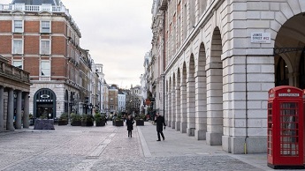 Empty street around London's Covent Garden