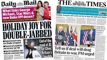 Composite image featuring Daily Mail and Times front pages