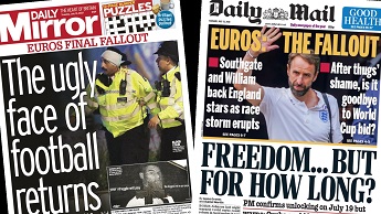 Composite image featuring Sun and Daily Mail front pages