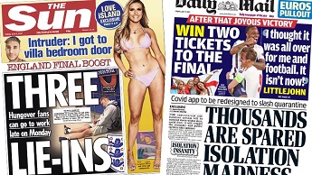 Composite image featuring Sun and Daily Mail front pages
