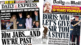 Composite image featuring Daily Express and Daily Mail front pages