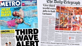 Composite image featuring Metro and Daily Telegraph front pages