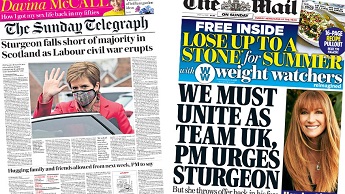 Composite image featuring Sunday Telegraph and Mail on Sunday front pages