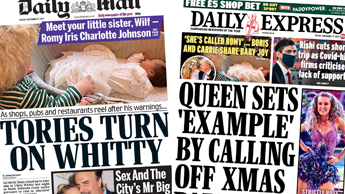 Composite image featuring Daily Mail and Daily Express front pages