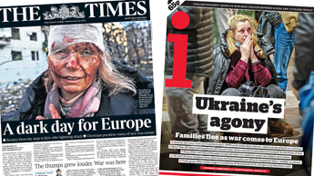 Composite image featuring Times and i front pages